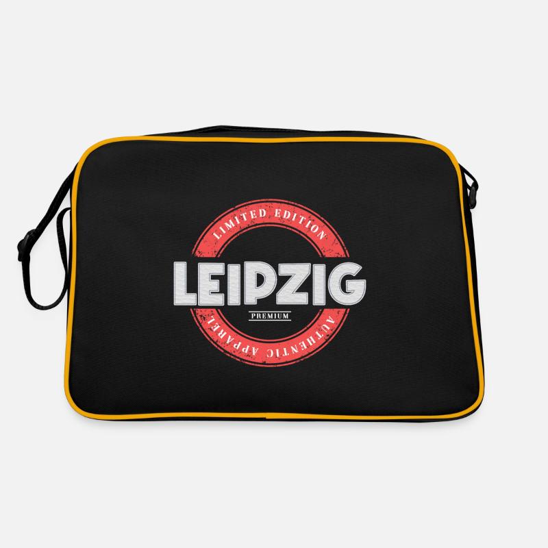 Leipzig Deutschland Stadt Skyline Heimat Liebe - Retro Tasche - Schwarz/Gold