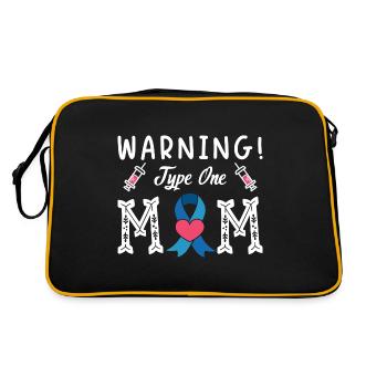 Warning Type One Mom Diabetes Type 1 Mother - Retro Tasche - Schwarz/Gold - Hinten