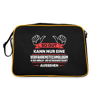 Müllerin Design für stolze Handwerker - Retro Tasche - Schwarz/Gold - Hinten