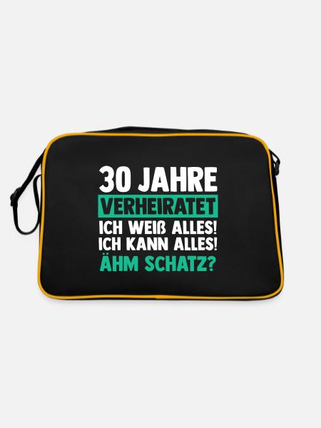 Ehe Perlenhochzeit 30 Jahre Verheiratet Hochzeitst - Retro Tasche - Schwarz/Gold - Hinten