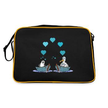 Seagulls Seagull Love Heart Valentine Sailor Boat - Retro Bag - black/gold - Back