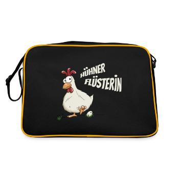 forsches Huhn Hühner-Flüsterin Bäuerin Geschenk - Retro Tasche - Schwarz/Gold - Hinten
