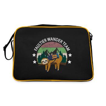 Faultier Wander Team wandern Wanderung - Retro Tasche - Schwarz/Gold - Hinten