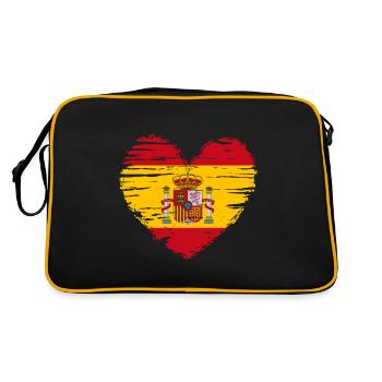 Spanien Herz Flagge Fahne Wappen - Retro Tasche - Schwarz/Gold - Hinten