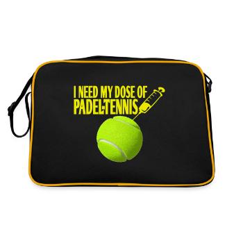 Padel Tennis Impfung Spritze Geschenkidee - Retro Tasche - Schwarz/Gold - Hinten