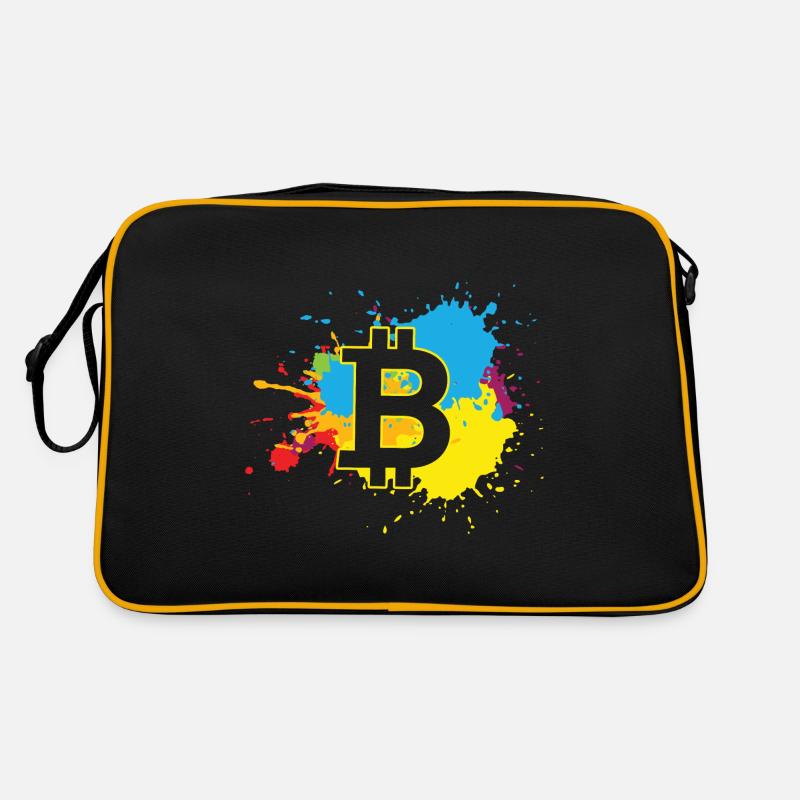 Bitcoin WasserfarbenBTC Crypto Moon Retro Tasche
