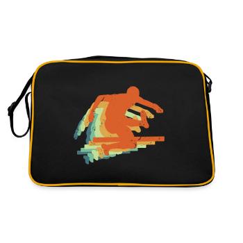 Retro Hurdling Sport, Hürden Track & Field Geschenk - Retro Tasche - Schwarz/Gold - Hinten