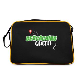 geocache geocacher schnitzeljagd geocaching-queen - Retro Tasche - Schwarz/Gold - Hinten