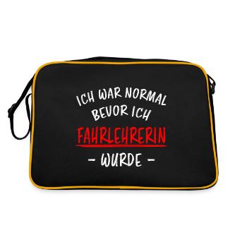 Fahrlehrerin Fahrschullehrerin Fun Spruch Geschenk - Retro Tasche - Schwarz/Gold - Hinten
