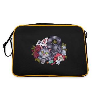 Alice im Wunderland Grinsekatze mit Rosen Karten - Retro Tasche - Schwarz/Gold - Hinten