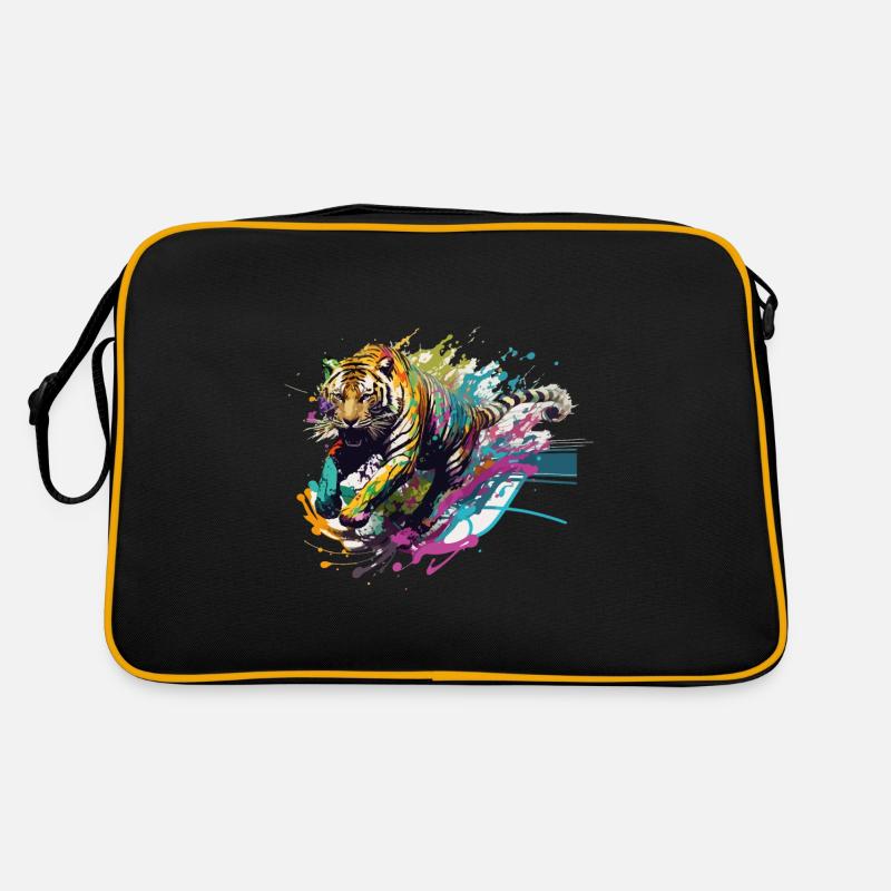 Tiger Splash Grunge Bunt Tier Raubtier Kunst Retro Tasche