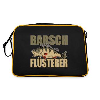 Barsch Flüsterer Barsche Angeln Kretzer Angler - Retro Tasche - Schwarz/Gold - Hinten