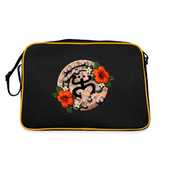 Puerto Rico Coqui Taino Boricua Frosch - Retro Tasche - Schwarz/Gold - Hinten