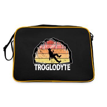 Troglodyte Funny Caving - Potholing Speleology - Retro Bag - black/gold - Back