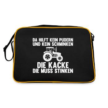 Landwirtschaft Landwirt Traktor Bauernhof Bauer - Retro Tasche - Schwarz/Gold - Hinten