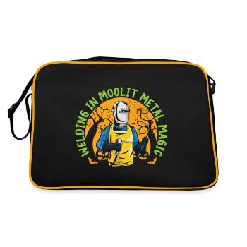 Schweißen im Mondlicht Metall Magie Spooky Hallowe - Retro Tasche - Schwarz/Gold - Hinten