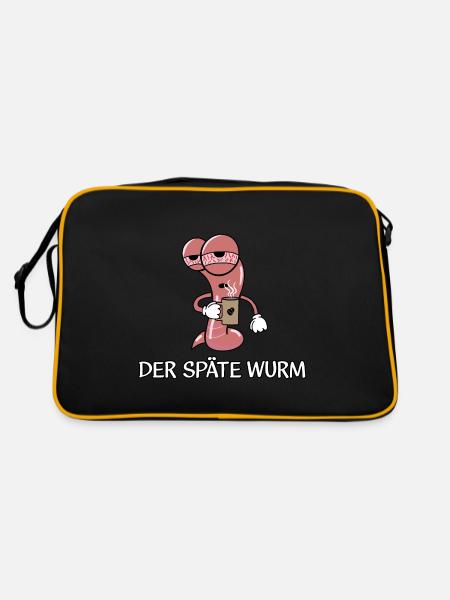 Der späte Wurm - Retro Tasche - Schwarz/Gold