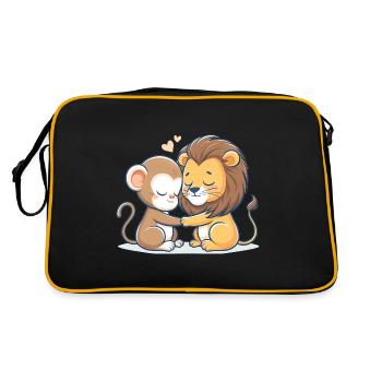 Câlin Singe Et Lion Amoureux - Sac Retro - noir/or - Dos