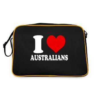I Love Australians Heart Funny Witty - Retro Bag - black/gold - Back