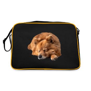 Finnish Spitz - Retro Tasche - Schwarz/Gold - Hinten