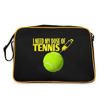 Tennisball Impfung Spritze Tennis Geschenkidee - Retro Tasche - Schwarz/Gold - Hinten