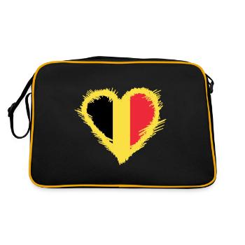 Belgium Flagge mit Herz - Retro Tasche - Schwarz/Gold - Hinten