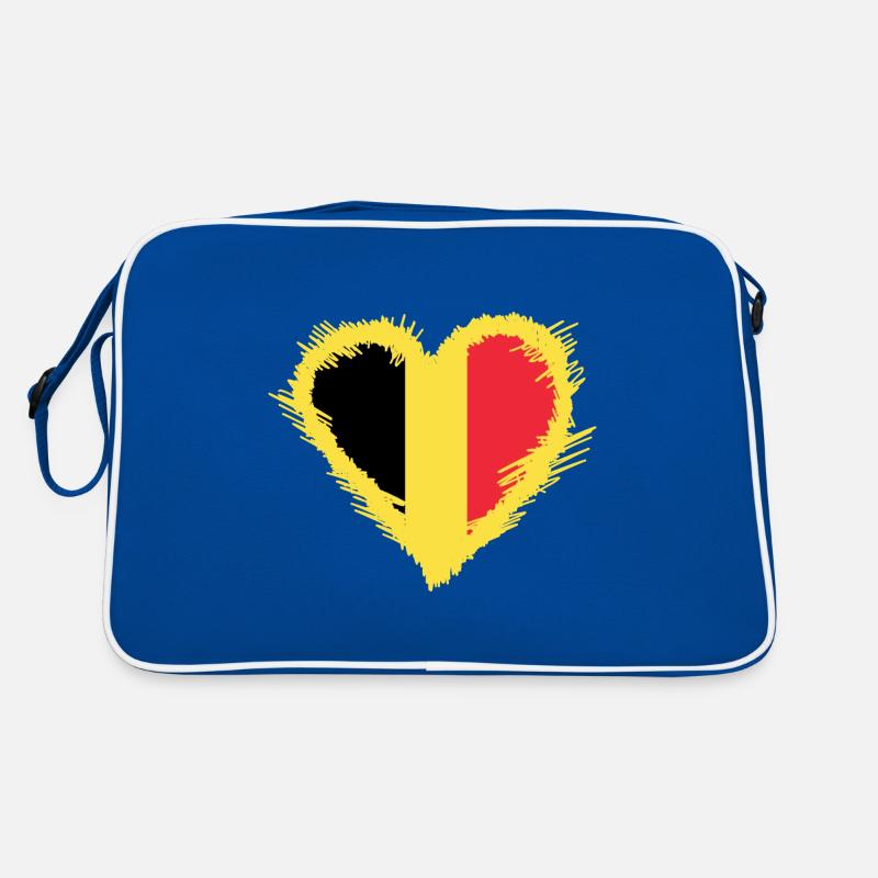 Belgium flag with heart Retro Bag
