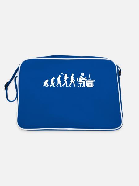 Gaming Gamer Evolution Geschenk - Retro Tasche - Blau/Weiß - Hinten
