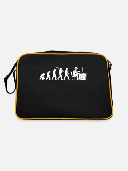 Gaming Gamer Evolution Geschenk - Retro Tasche - Schwarz/Gold - Hinten