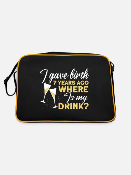7th Birthday Beer Drinking Mom Mom - Retro Bag - black/gold - Back