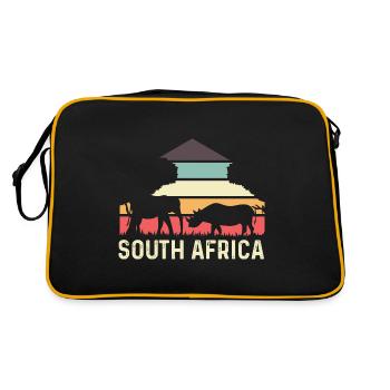 Südafrika Rhino Afro Gift - Retro Tasche - Schwarz/Gold - Hinten