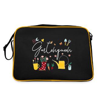 Garten Mama Kleingarten Anfänger Kleingärtnerin - Retro Tasche - Schwarz/Gold - Hinten