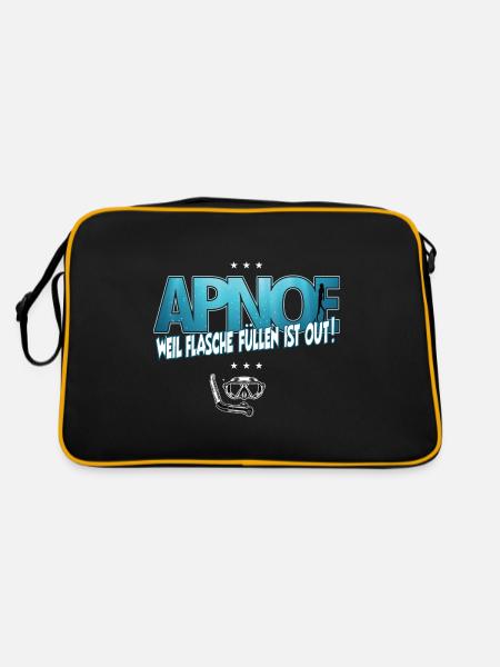 Apnoe Freediving Weil Flaschen füllen ist out - Retro Tasche - Schwarz/Gold - Hinten