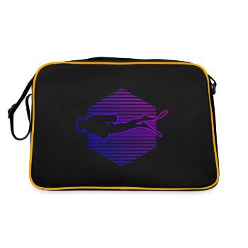 Diver Scuba Diver Scuba Taucher Tauchen - Retro Tasche - Schwarz/Gold - Hinten