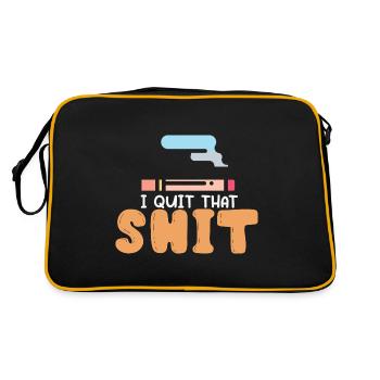 I Quit That Shit Funny Nichtraucher Nikotin-Bewuss - Retro Tasche - Schwarz/Gold - Hinten