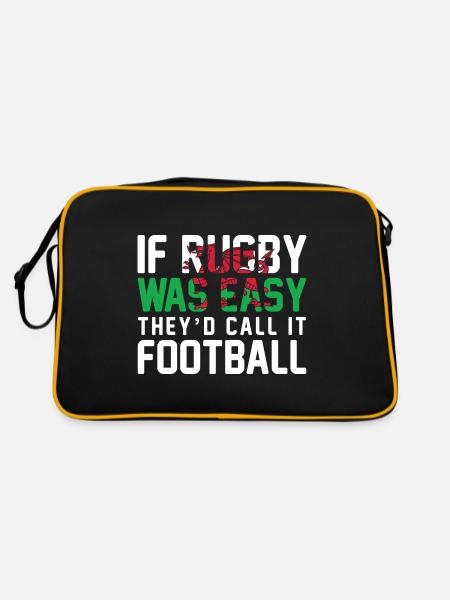 Wales Rugby Geschenk Waliser Walisische Flagge - Retro Tasche - Schwarz/Gold - Hinten