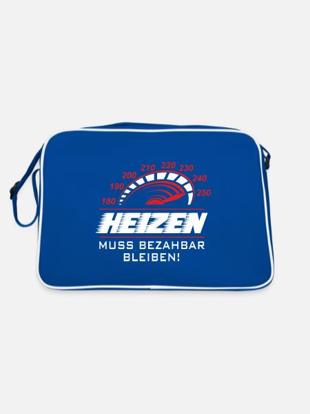 Heizen muss bezahlbar bleiben - Retro Tasche - Blau/Weiß - Hinten