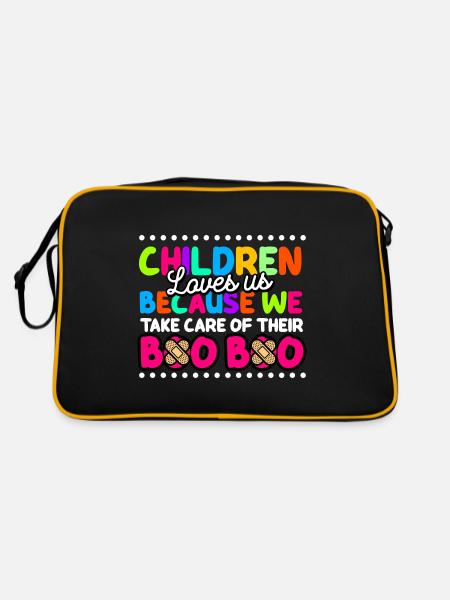 Children love us because we care for their boo boo - Retro Bag - black/gold - Back