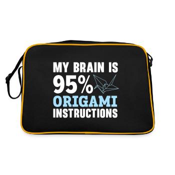Mein Gehirn besteht zu 95% aus Origami-Anleitungen - Retro Tasche - Schwarz/Gold - Hinten