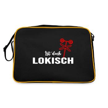 Eisenbahn Lokomotive Zug Bahnhof - Retro Tasche - Schwarz/Gold - Hinten