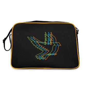 Pigeon Outline Design für Taubenliebhaber - Retro Tasche - Schwarz/Gold - Hinten