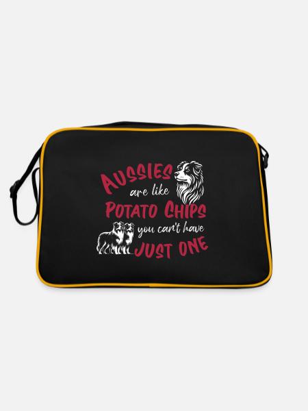 Aussies are like Potato Chips - rot - Retro Tasche - Schwarz/Gold - Hinten