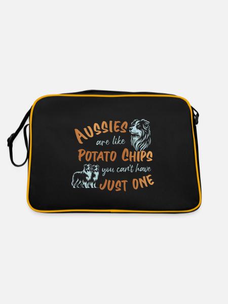 Aussies are like Potato Chips - gold - Retro Tasche - Schwarz/Gold - Hinten