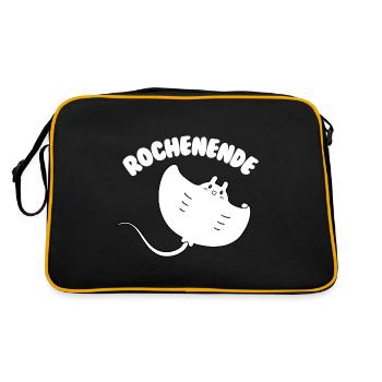 Lustiges Rochenende Geschenk für Mantarochen-Fans - Retro Tasche - Schwarz/Gold - Hinten