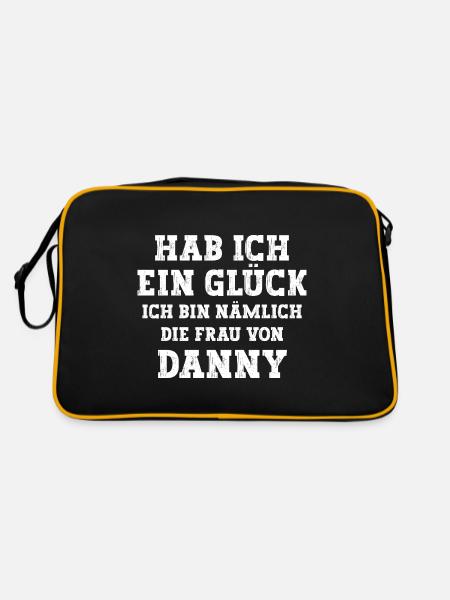 Ich bin die Frau von Danny Hochzeit - Retro Tasche - Schwarz/Gold - Hinten