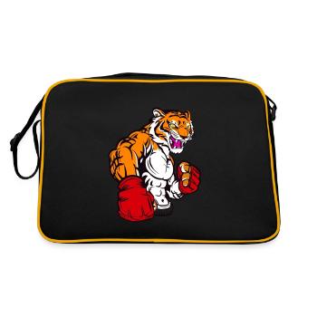 Karate / MMA Fighter - Kampfkunst - Tiger - Retro Tasche - Schwarz/Gold - Hinten
