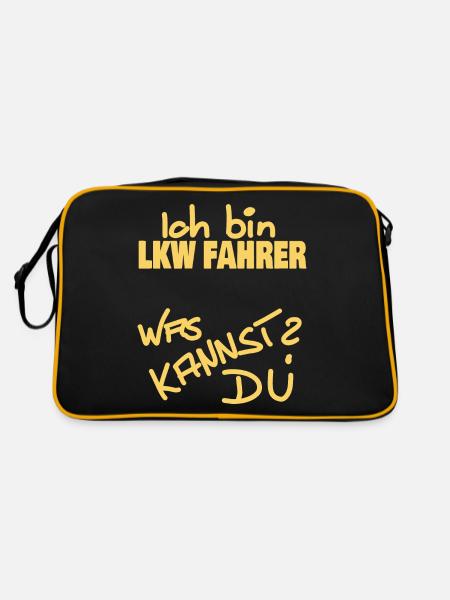 Ich bin LKW FAHRER - Retro Tasche - Schwarz/Gold - Hinten
