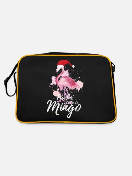Fa La La La La Mingo Funny Christmas Flamingo Cute - Retro Bag - black/gold - Back