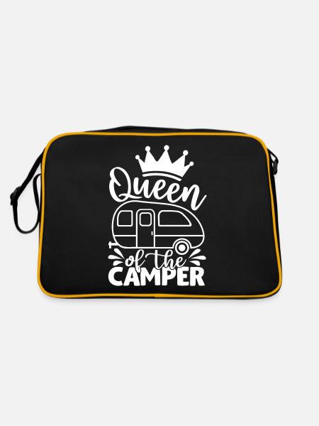 Queen Of The Camper Funny Quote Camping Saying - Retro Bag - black/gold - Back