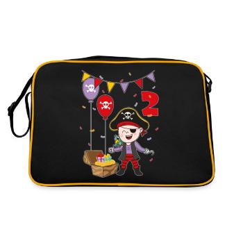 Cadeau amusant pour enfants d'anniversaire de pirate de 2 ans - Sac Retro - noir/or - Dos